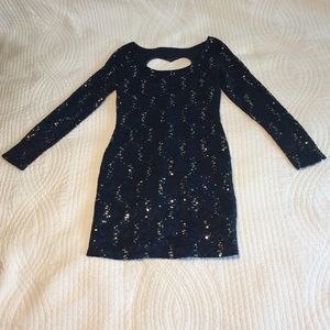 SALE! Navy Blue Sequins Cocktail Dress